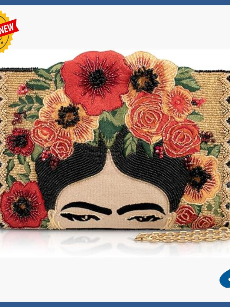 Beaded Floral Crossbody Clutch With Detachable Chain Strap